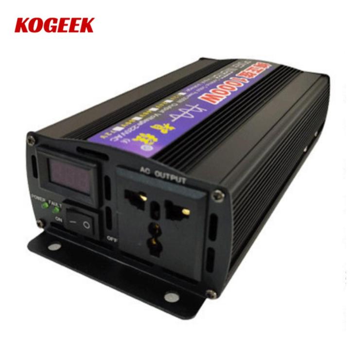 KOGEEK Pure Sine Wave Inverter 12V-220V 1000W Power Voltage  Converter Solar Car Inverters With LED Dis