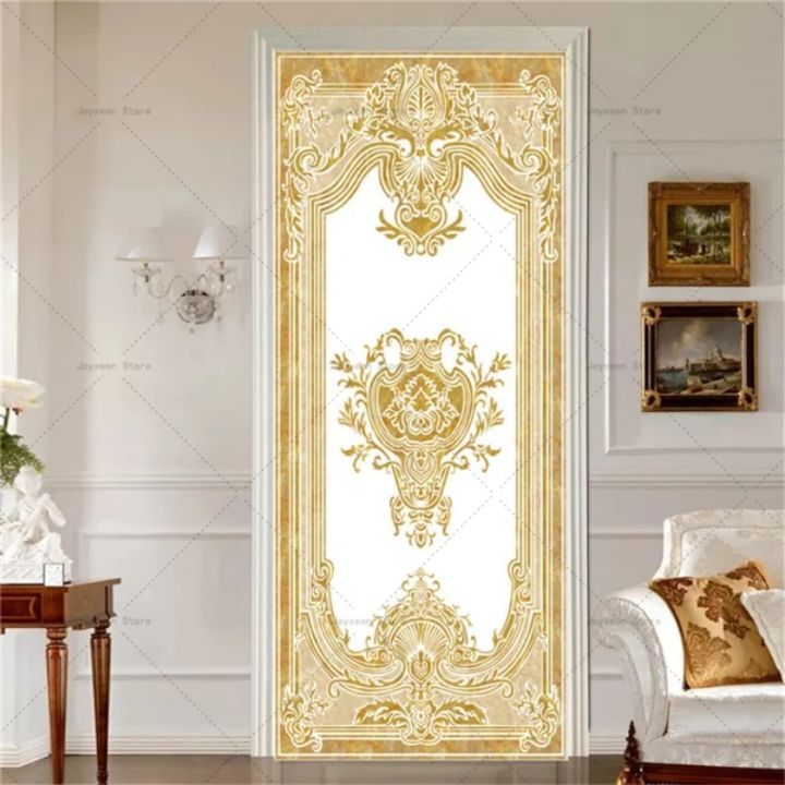 Retro%20European%20Style%20Door%20Stickers%20Modern%20Home%20Decoration%20Mural%203D%20Entrance%20Closet%20Waterproof%20Self-adhesive%20Paper%20-%20Image%204