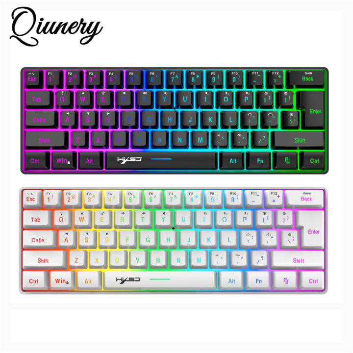 Qiunery L500 Wired/Wireless Connection Gaming Keyboard 61 Keys Compact Computer Keyboard Type C Connection Mechanical Keyboard With Dynamic RGB Backlight Keyboard For PC Laptop Gamer