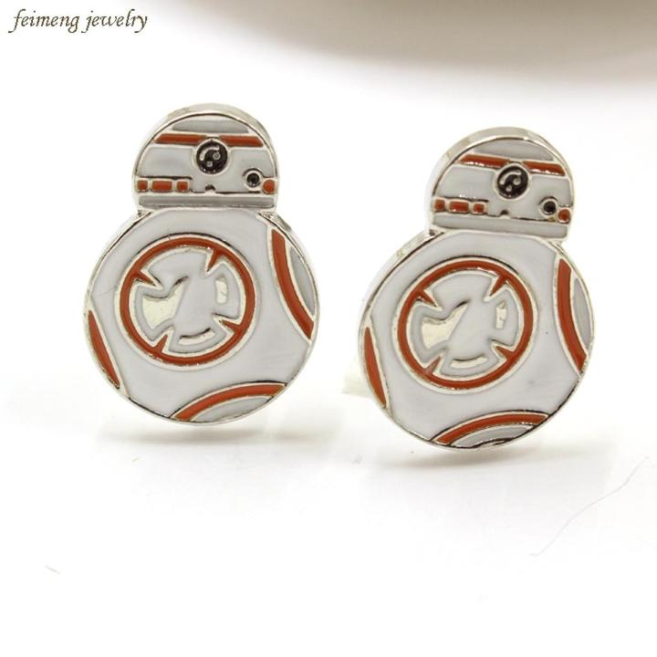 【TianYu Mall】Top Grade Shirt Cuff Links Movie Star Wars Cuff Button Force Awakens BB8 BB-8 Droid Action Figure Cufflinks