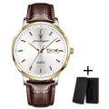 Fopul mall POEDAGAR Men's Luxury Quartz Wristwatch: Fashionable, Waterproof, Luminous, High Quality Leather Strap, Week/Date Display.
