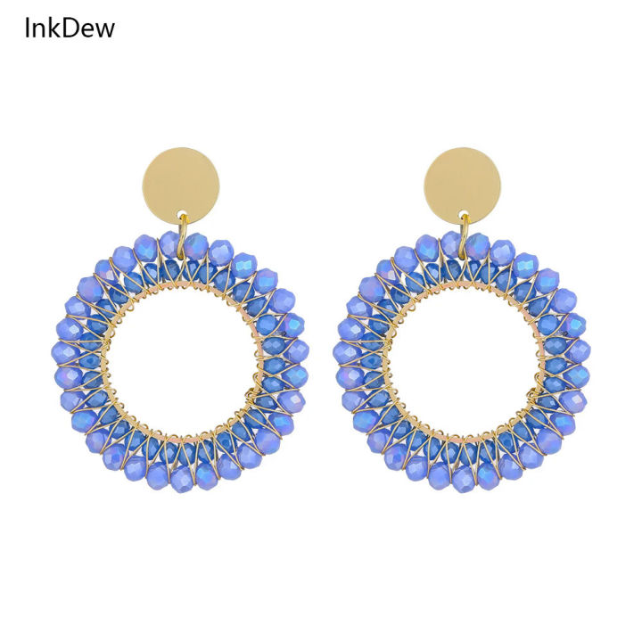 INKDEW Round Shape Drop Earrings for Women Wrapped