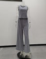 Lounge Wear Ladies Casual 2pcs Pants Set Home Clothes Wide Leg Linen Cotton Two Piece Pants Women's Homewear Sets.