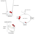 Three Piece Sanrio Hello Kitty Ladies Bracelet Cute Cartoon Cat Non Fading Alloy Necklace Ring Girl Jewelry Set Holiday Gifts. 