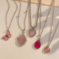 5Pcs Crystal Butterfly Heart Shape Chokers & Water Drop Pendant Necklaces Set for Women and Girls - Trendy Geometric Jewelry. 