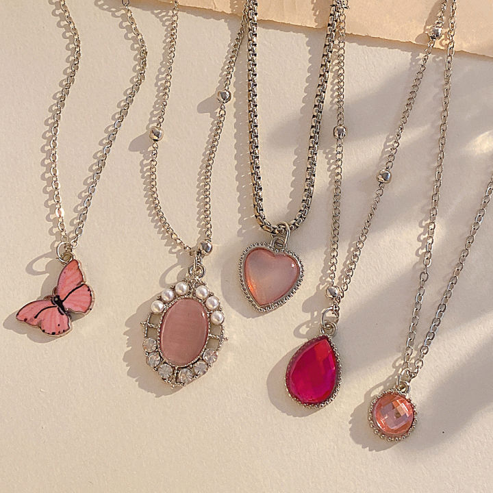 5Pcs%20Crystal%20Butterfly%20Heart%20Shape%20Chokers%20&%20Water%20Drop%20Pendant%20Necklaces%20Set%20for%20Women%20and%20Girls%20-%20Trendy%20Geometric%20Jewelry%20-%20Image%202