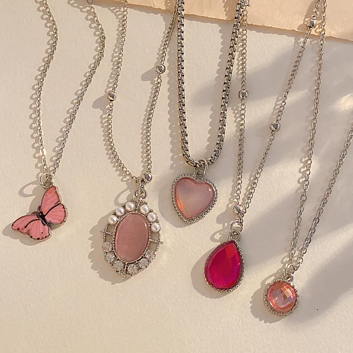 5Pcs%20Crystal%20Butterfly%20Heart%20Shape%20Chokers%20&%20Water%20Drop%20Pendant%20Necklaces%20Set%20for%20Women%20and%20Girls%20-%20Trendy%20Geometric%20Jewelry%20-%20Image%202