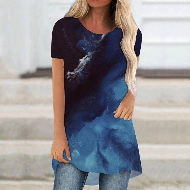 2022 Summer Elegant Womens Floral Printed T-shirt Women Fashion T-shirts Ladies Tops Tees Vintage Dziert Caseual Loose