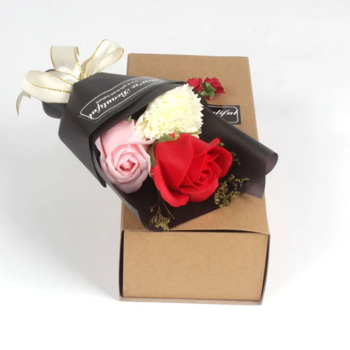 Women's%20and%20Mother's%20Day%20Gifts%20to%20Customers%20as%20Hand%20Companion%20Gifts,%20Three%20Simulated%20Roses,%20Carnation%20Soap%20Bouquet%20Gift%20Box%20-%20Image%203
