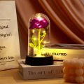 Artificial Flowers LED Red Rose Creative Valentine's Day Gift Rose in Glass Cover with Stand Light Up Rose Wedding Galaxy Rose.