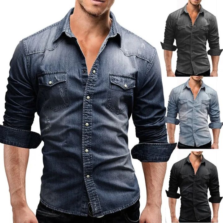 Men's%20Slim%20Fit%20Casual%20Long%20Sleeve%20Shirt%20Fashion%20Motorcycle%20Long%20Sleeve%20Coat%20European%20and%20American%20Vintage%20Denim%20Shirt%20-%20Image%202