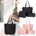 4pcs/set Women Handbag Messenger Pu Leather Shoulder Pu Bag Wallet Set Leather Purse Tote Women Satchel Set Tote Bag Handba V5y1. 