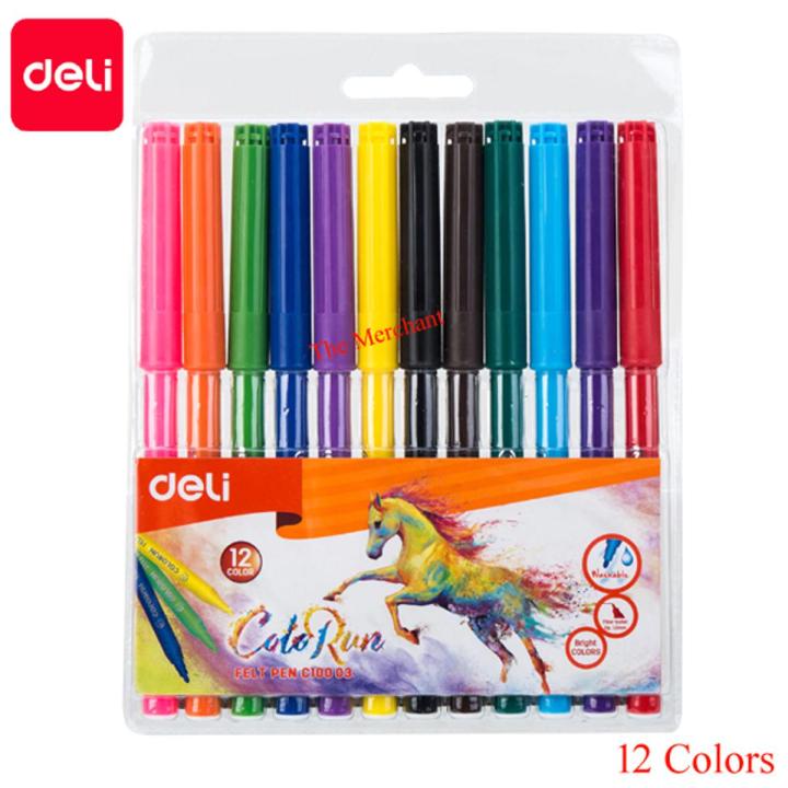 Deli c10003 জল রঙের কলম/স্কেচ পেন/সাইন পেন-12 রঙ | Daraz.com.bd
