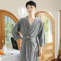 Spring and Summer Thin Towel Material Bathrobe Skin-Friendly Absorbent Breathable Couple Quick-Drying Thin Elegant Home Wear. 