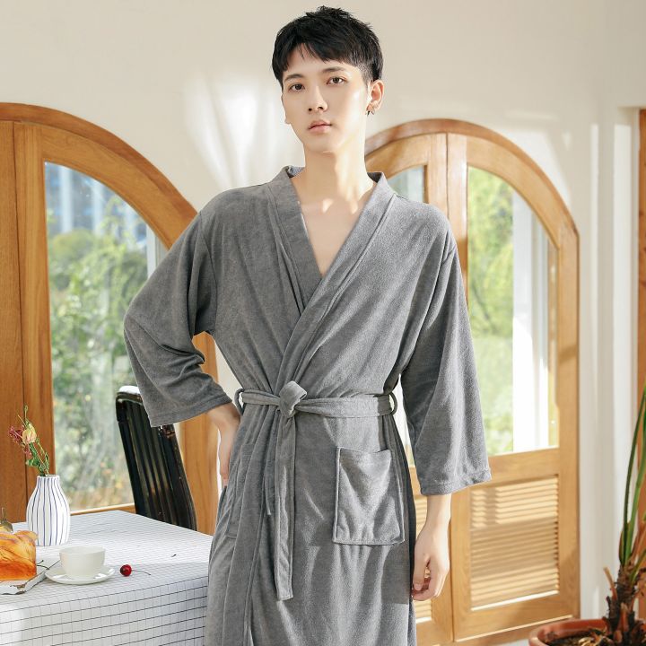 Spring%20and%20Summer%20Thin%20Towel%20Material%20Bathrobe%20Skin-Friendly%20Absorbent%20Breathable%20Couple%20Quick-Drying%20Thin%20Elegant%20Home%20Wear%20-%20Image%202