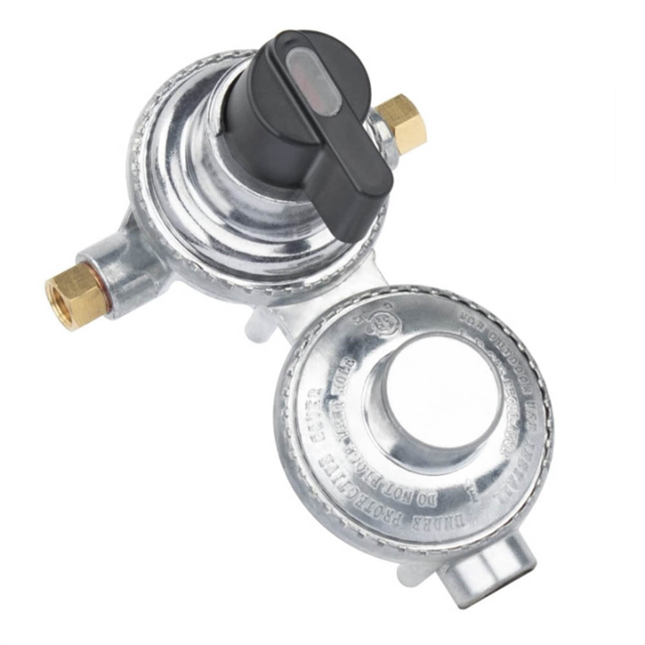 2-Stage Automatic Changeover LP Propane Gas Regulator, 1/4 Inch SAE Inverted Flare for Car