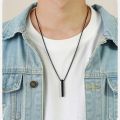 Rectangle Bar Pendant Necklace Chain for Men Pendant Necklace Classic Stainless Steel Cuban Chain Necklace For Men Jewelry Gift.