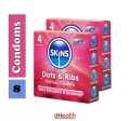 SKINS Dots & Ribs Premium Condoms 2,s Combo Pack (4x2)=8Pcs (UK). 