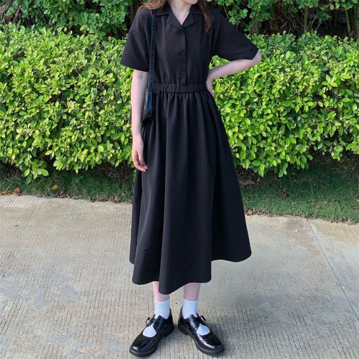 College%20Style%20Dress%20over%20the%20Knee%20Student%20Sweet%20Mori%20Girls%20Suit%20Collar%20Korean%20Style%20Slimming%20Mid-LengthaWord%20Skirt%20Summer%20-%20Image%202