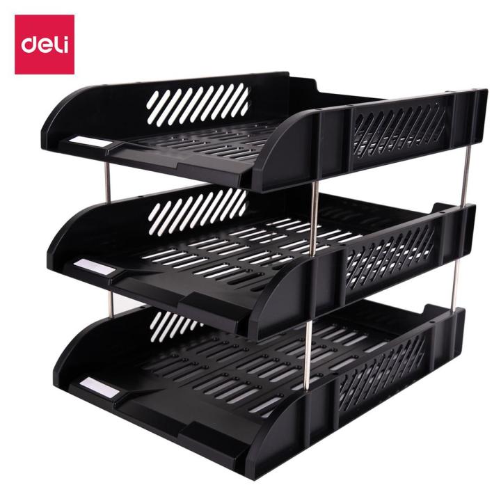 Document Baskets Risers Deli 3 Tier Office Filing Trays A4 Document Desk Riser Letter Paper ...