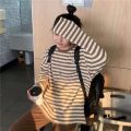 2023Spring and Autumn New Korean Style Loose CasualinsStriped Long SleeveTT-shirt Girls' Design Sense Niche Clothes.