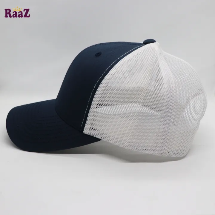 100%25%20Export%20Navy%20Blue%20and%20White%20High%20Quality%20Half%20Net%20Baseball%20Cap%20For%20Men%20-%20Image%205