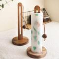 Wooden Kitchen Standing Tissue Paper Towel Roll Rack Holder Holders Toilet Roll Stand Weighted Base. 