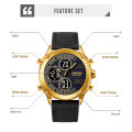 Skmei dual-display electronic watch with three dials design luminous 30m waterproof mutifunctional sports fashion wristwatches for men 1975. 