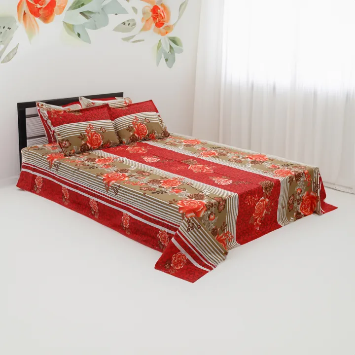 Enhance%20Your%20Bedroom%20with%20a%20Double%20King%20Size%20Bed%20Cotton%20Blend%20Fabric%20Print%20with%20Two%20Pillow%20Covers%20of%20Different%20Colors%20-%20Easy%20To%20use%20and%20Clean%20-%20Image%202