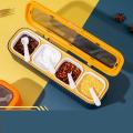 【User-friendly】 Four compartment storage Seasoning box combination set Versatile Convenient packaging Integrated seasoning Household kitchen salt and monosodium glutamate seasoning can Complete set construction for. 