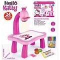 Hello Kitty Kids Projector Drawing Painting Table Desk Art Learning Kit for Drawing with Color Pens. 