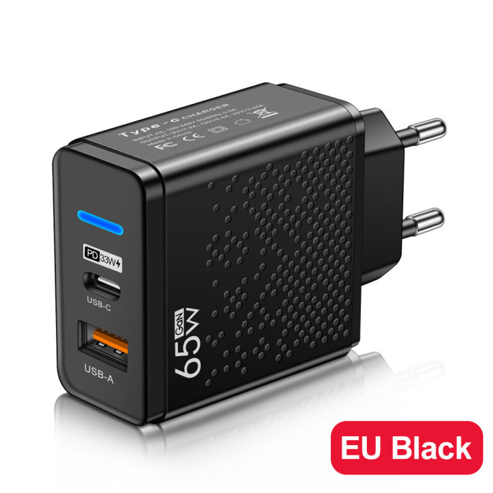 1 USB + 1 PD Type-C Ports mobile phone charger travel charging header LED Lighting Charge