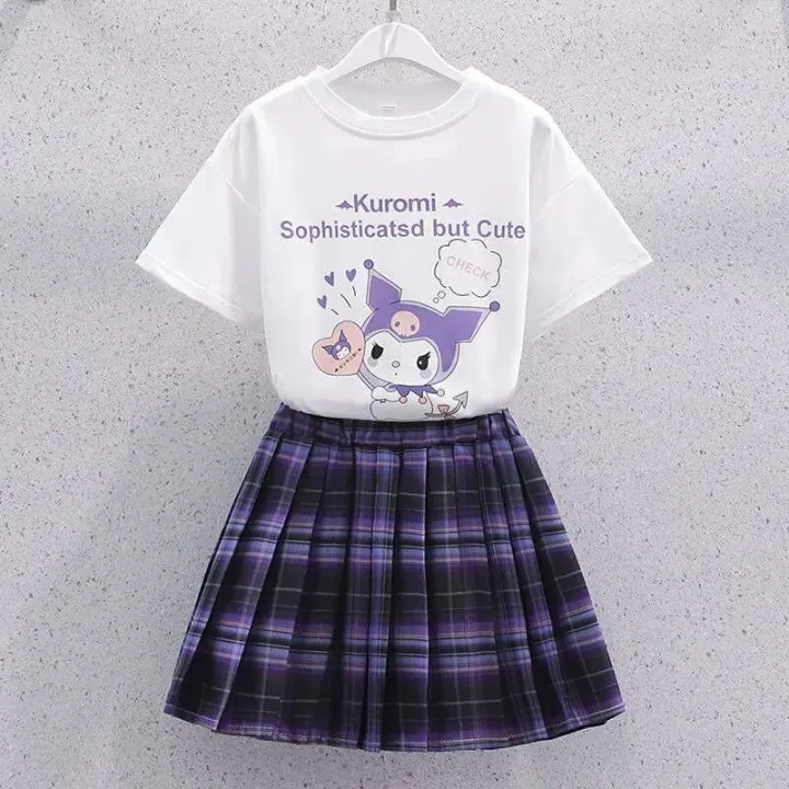 College%20Style%20T-shirt%20Short%20Summer%20New%20Girls%20JK%20Set%20Children's%20Clothing%20Fashionable%20Pleated%20Skirt%20-%20Image%203