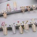 Rhinestone Fingernail Protective Zircon Nail Ring Charm Flower Butterfly Resizable Nail Ring Adjustable Opening Rings For Women.
