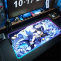 Genshin Impact Furina Anime Mouse Pad LED PC Kawaii Girl Mousepad Gamer Cabinet Keyboard Pad RGB Gaming Accessories XXL Desk Mat.