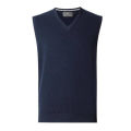 Navy Blue Wool Sleeveless Sweater For Men.