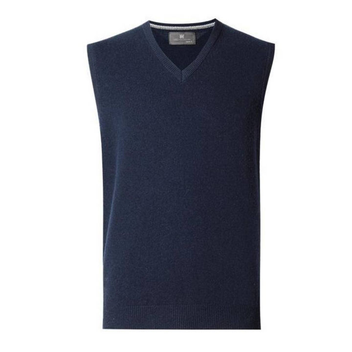 Navy%20Blue%20Wool%20Sleeveless%20Sweater%20For%20Men%20-%20Image%202