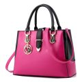Korean Style Fashion Women's Handbags Contrast Color PU Leather Large Capacity Satchels Bags Female Casual Shopping Shoulder Bag. 