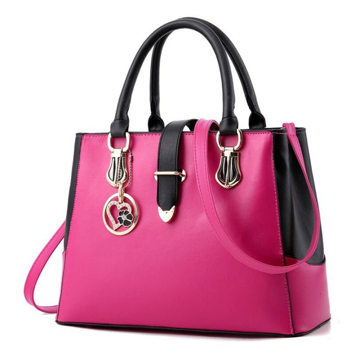 Korean%20Style%20Fashion%20Women's%20Handbags%20Contrast%20Color%20PU%20Leather%20Large%20Capacity%20Satchels%20Bags%20Female%20Casual%20Shopping%20Shoulder%20Bag%20-%20Image%204