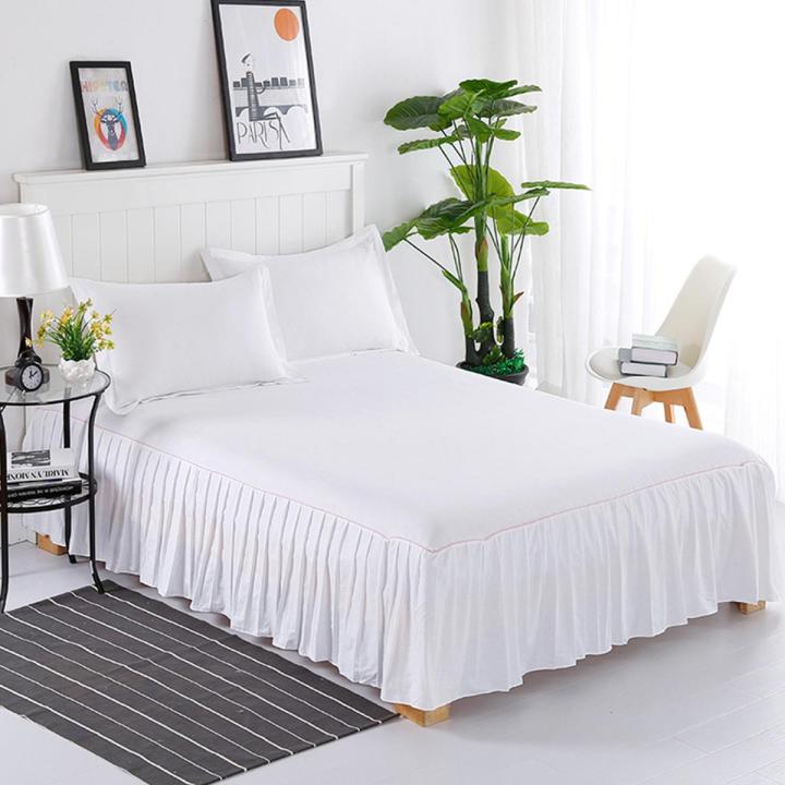 Yfashion Princess Style Pleated Cotton Bedspread ple Solid Color Soft hicken Bedding Sheet Dimensions:200*220+40cm