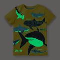Kids Cartoon Roblox Luminous T-shirt Boy Summer Short Sleeve Glow In Dark Tops. 