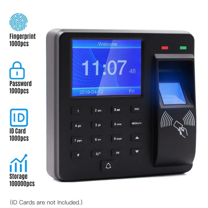 M10 Access Control Biometric Time Attendance Machine Fingerprint/Password/ID Card Recognition Time Clock with 2.4 Inch Display