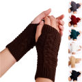 New Women Fashion Winter Fingerless Gloves Girl Warm Soft Wool Knitted Mittens Wrist Arm Hand Half Finger Elastic Short Gloves 1Pair.