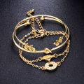New Trendy Fashionable 4Pcs/ Set Women Simple Design Gold Plated Chain Bracelet for Girls Simple Stylish / Bracelets for Women. 
