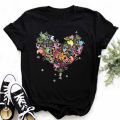 Maycaur New Finger Heart T Shirt Women Tops Korean Ulzzang Graphic Tees Women Fashion Women's T Shirts 90s Girls Black Shirt.