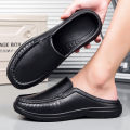 Men Chef Shoes Business Slippers Waterpoof Cover Toe Fashion Casual Daily Plus Size Leather Slippers Indoor. 