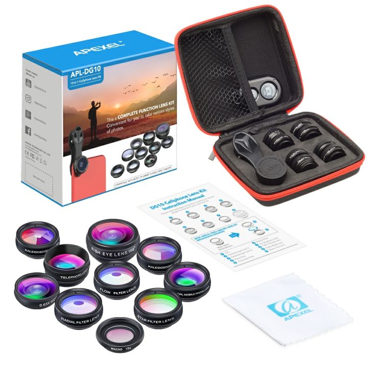 Apexel 10 in 1 Cell Phone Mobile Camera Lens Kit