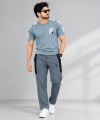 SMUG Premium Combo T-Shirt and Trousers - Soft and Comfortable Fabric Combo Set-Grey Contrast. 