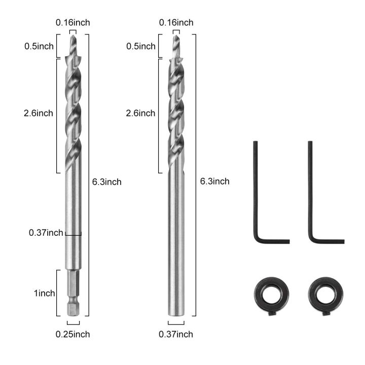 Durable%203/8%20Inch%20Pocket%20Hole%20Drill%20Bit%20with%20Depth%20Stop%20Collar%201/4%20Hex%20Shank%20Replacement%20Twist%20Step%20Drills%20for%20Kreg%20Manual%20Pocket%20Hole%20Guide%20Jig%20Master%20System%20-%20Image%203