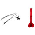 1 Pcs Stainless Steel Kitchen Tongs Pizza Pan Gripper & 1 Pcs Ground Beef Masher, Heat Resistant Meat Masher. 
